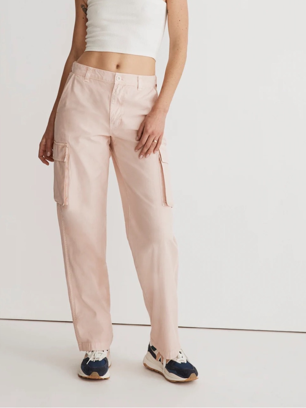 NWT Madewell Garment-Dyed Low-Slung Straight Cargo Pants in Faded Petal size 31